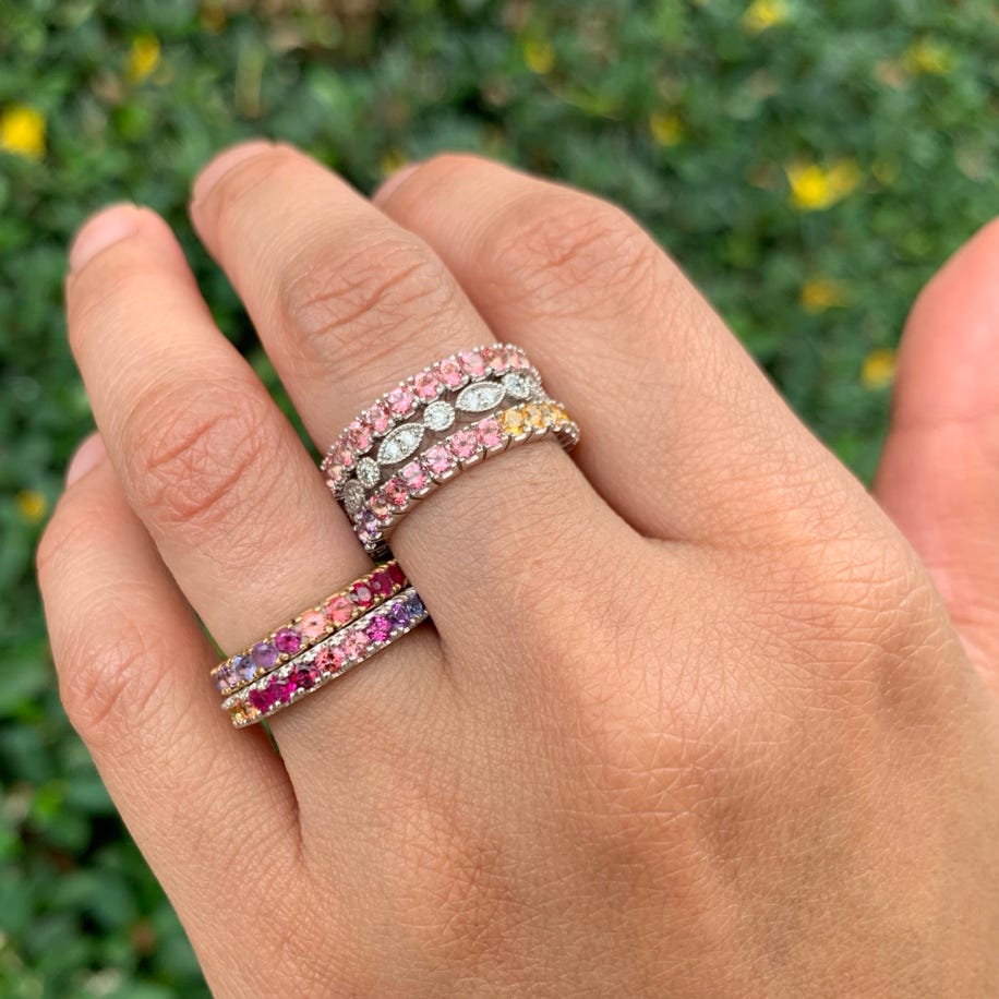 Emerald and Diamond Eternity Band