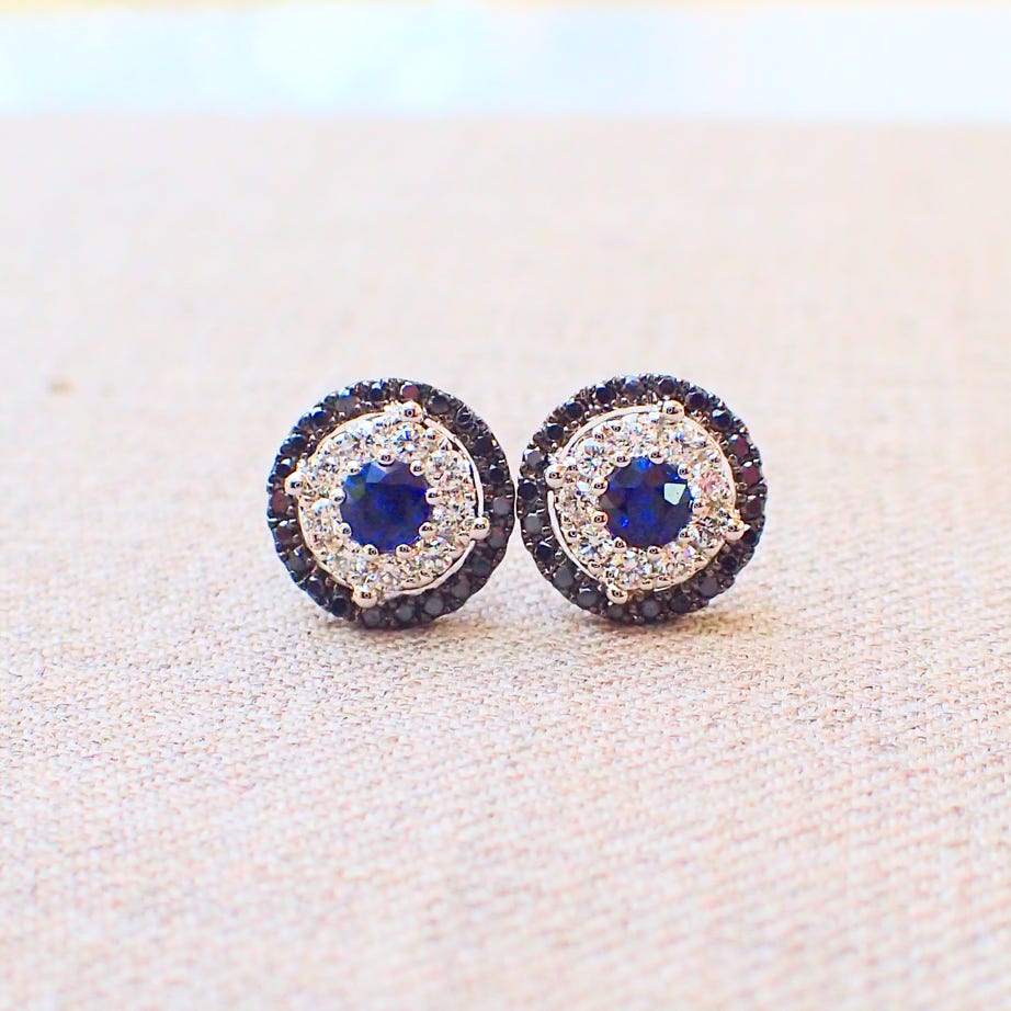 Blue Sapphire and Diamond Earrings