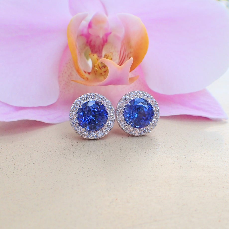 Blue Sapphire and Diamond Earrings