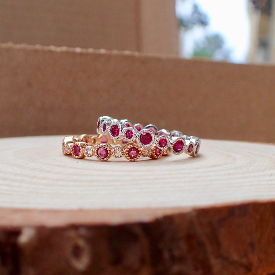Yellow & Blue Sapphire & Diamond Eternity Band