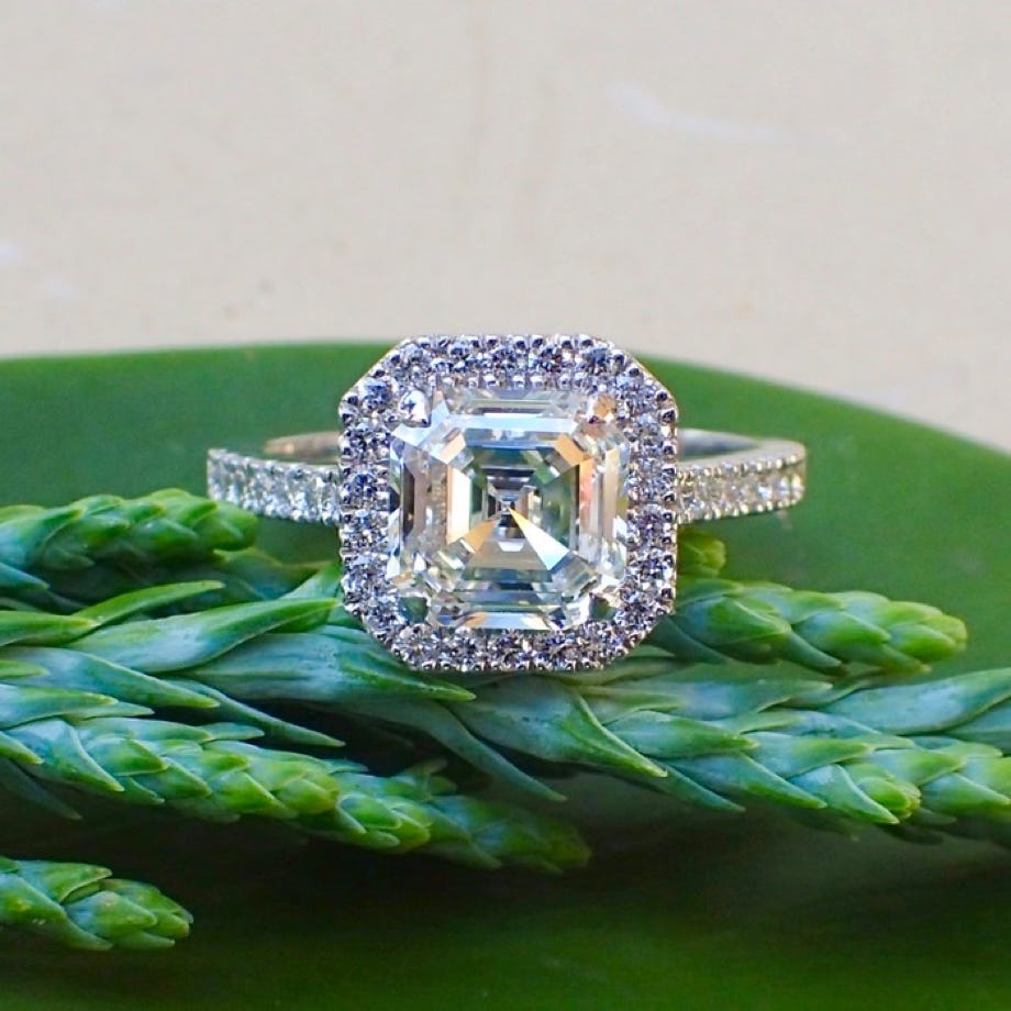Step Cut Diamond Engagement Ring